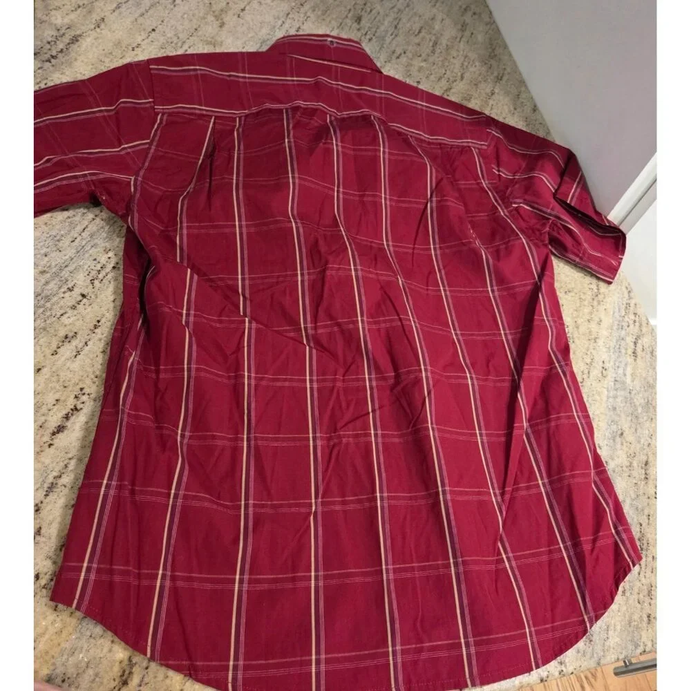 New! Lot of 2 Dockers Men’s S 14-14.5 Red Plaid & Yellow Button Down Shirts - Picture 9 of 13